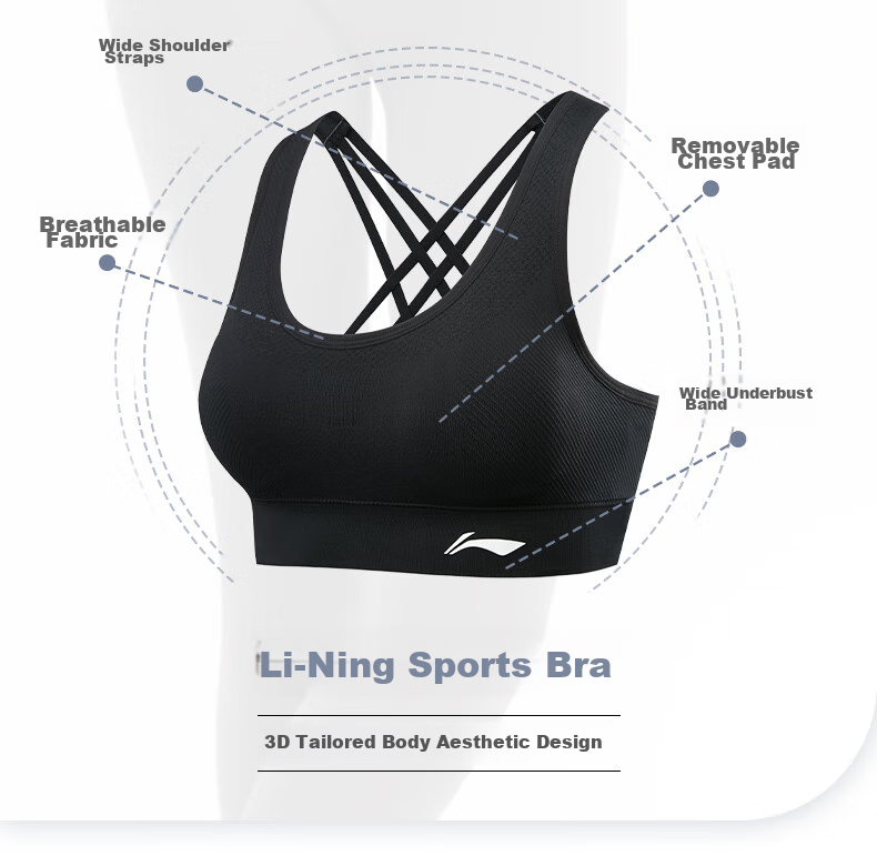 Li-Ning Women's Sports Bra, High Support Yoga Bra, Beautiful Back Design, Running Anti-Shock And Anti-Sagging, Plus Size Breathable Vest 3