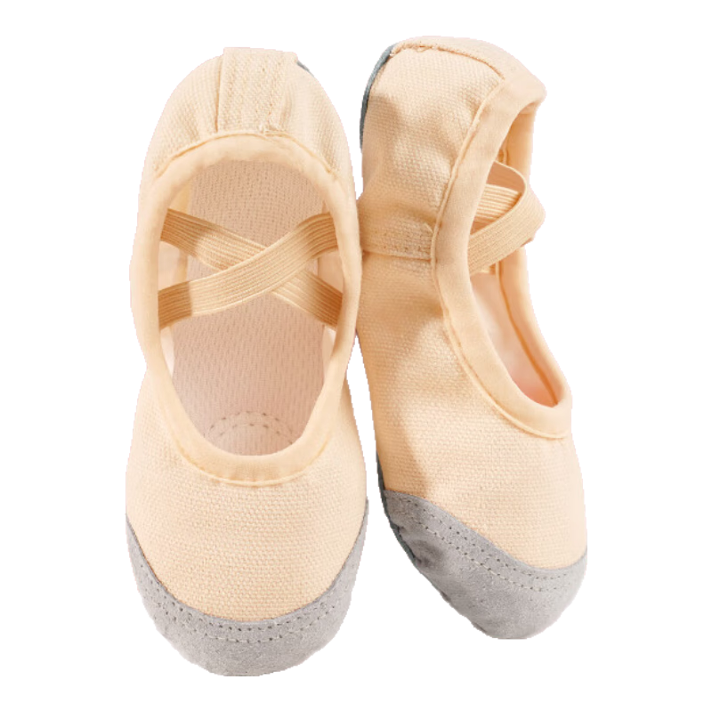 Aiwuge Slip-On Dance Shoes, Soft Sole, Wear-Resistant, Performance Practice Shoes, Children's Girls' Ballet Shoes, Flesh Color, Size 39