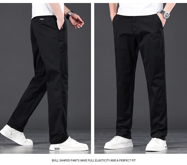 JEEP High-End Men's Casual Pants, 2026 New Summer Thin Loose Straight-Leg Business Pure Cotton Trousers for Me 23