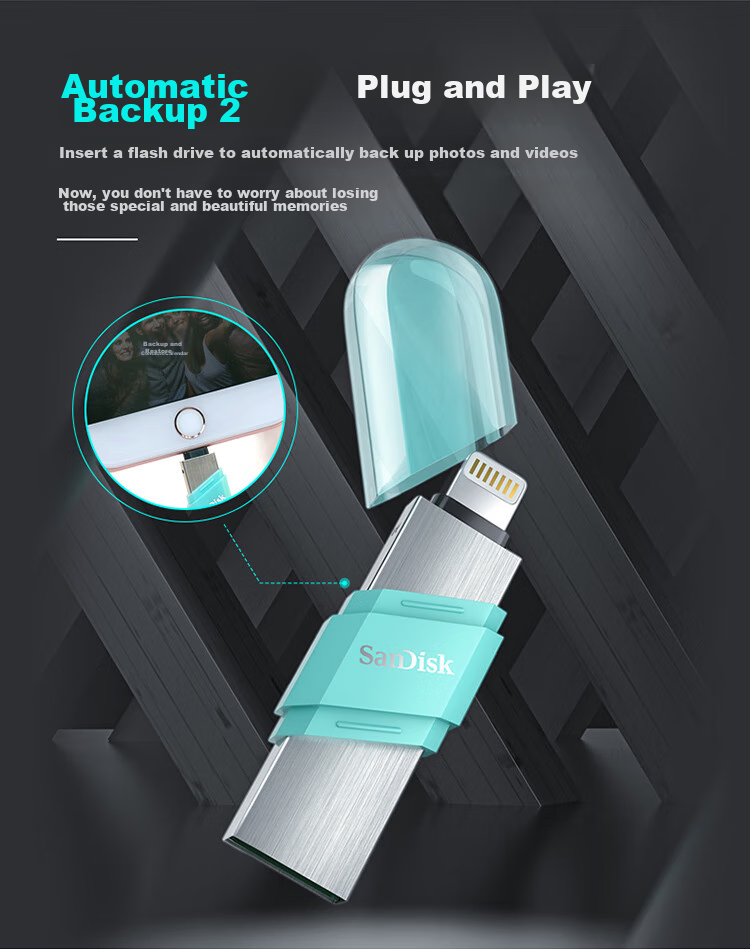 SanDisk, SanDisk, 256GB, Lightning USB3.1, Apple Phone Flash Drive, Black, Read Speed 90MB/s, Apple MFi Certified, Dual-Use Flash Drive for IPhone/iPad And Computer 8