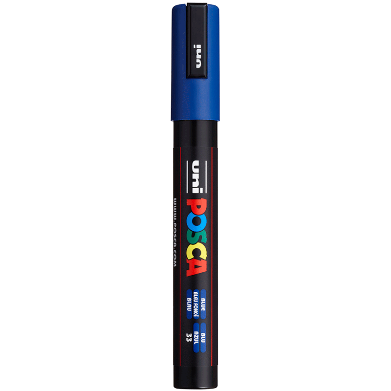 Uni Mitsubishi POSCA Acrylic Marker (Medium Size) Blue Single PC-5M Brush for Posters, Advertising, Marking, Drawing, Hand-Drawn Graffiti, Painting, Watercolor Pen for Graduatio