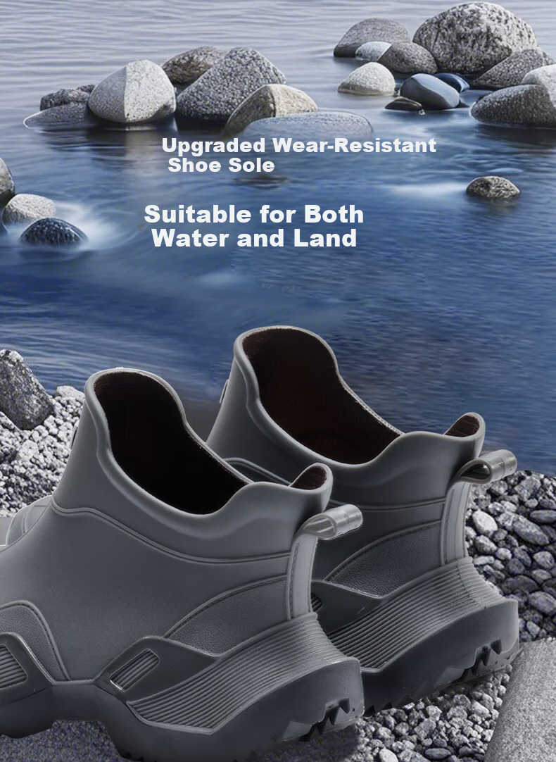 Lanoudun Men's Short Rain Boots, Beach Combing Waterproof Shoes, Non-Slip Fishing Shoes, YX1039 Size 42 10