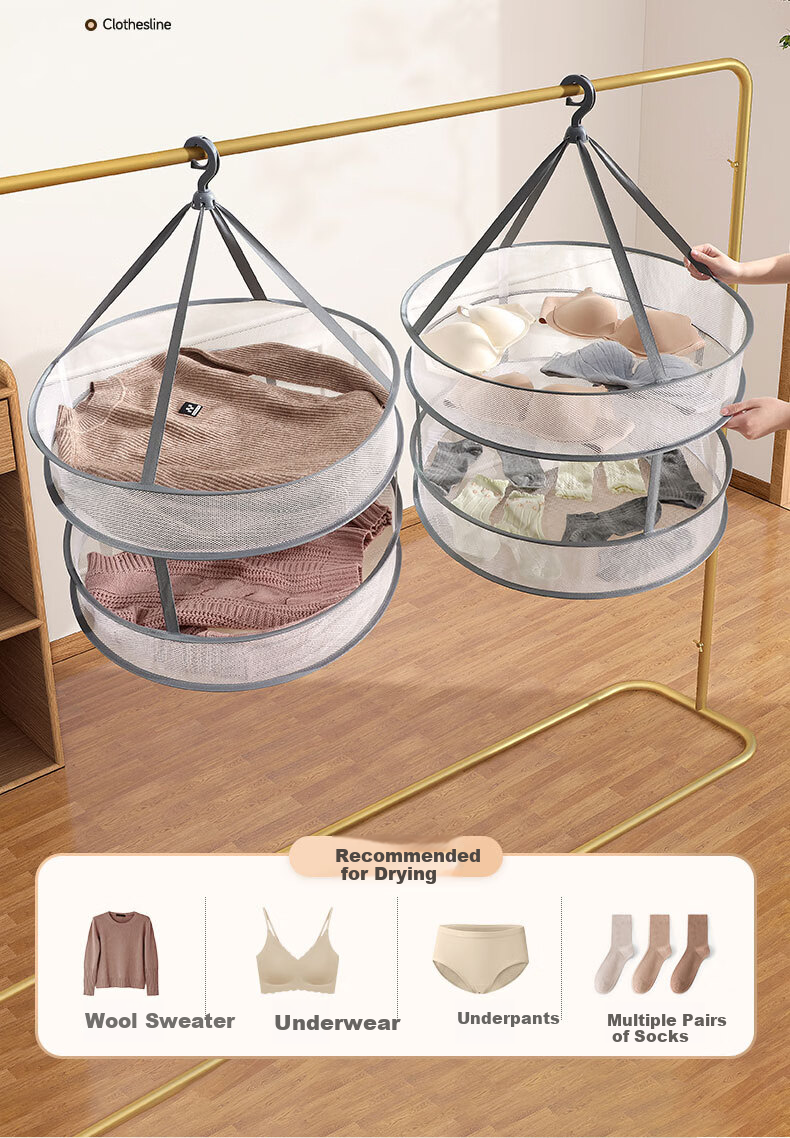 Jingxun Clothes Drying Rack, Laundry Hanger for Sweaters And Socks, Drying Mesh for Home Balcony, Extra Large Double-Layer 2
