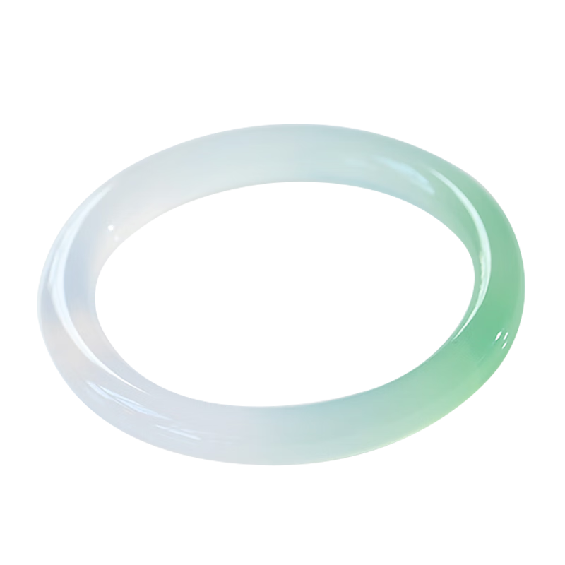 Jingying [Premium Grade] Jade Bangle for Women, Ice Jade Chalcedony Green Semi-Mountain And Semi-Water Agate Bracelet, Birthday Gift for Wife