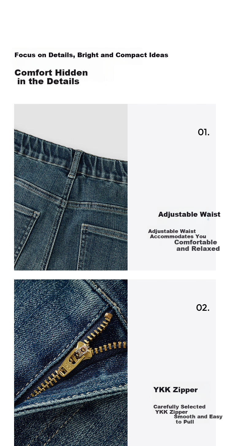 Semir Senrou | Women's Jeans, Spring Season, Semi-Elastic Waistband, Straight-Leg, Leg-Lengthening, Trendy Long Pants, 103125124002 12