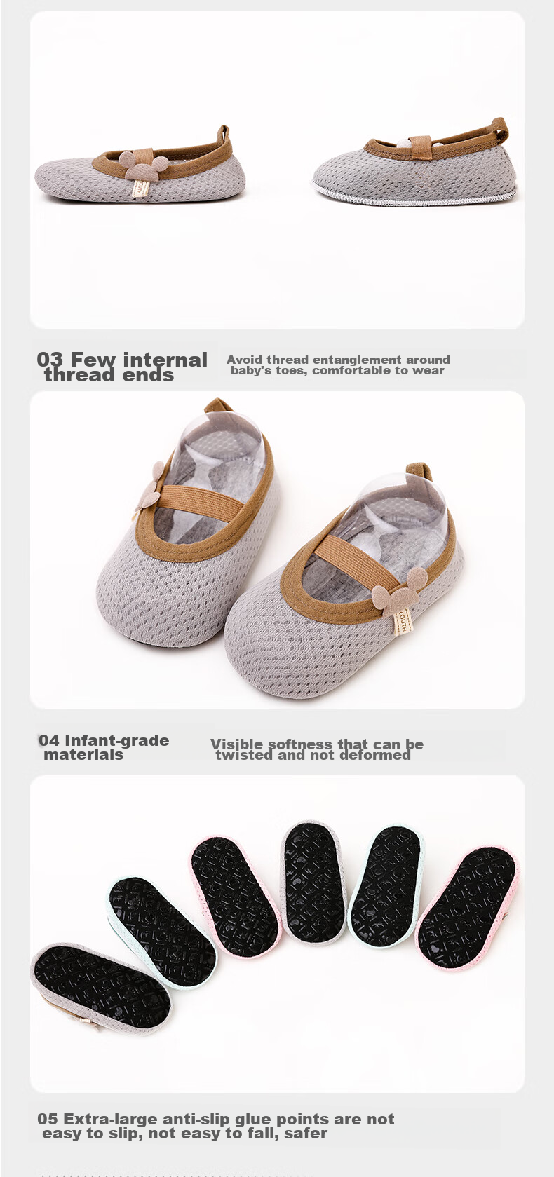 LAXIALIYA Baby Floor Socks Shoes, Infant Non-Slip Shoes, Children's Indoor Shoes, Thin Shoe Covers, Boys' Socks Shoes, Girls' Summer Footwear 2