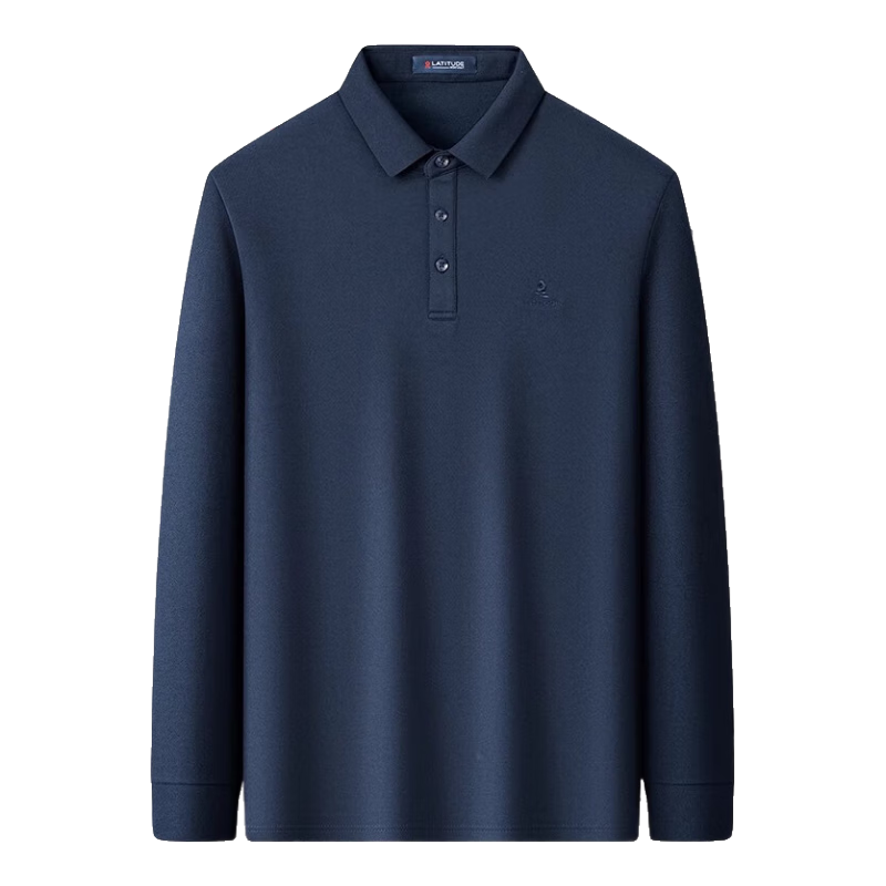 MONTAGUT Men's Long-Sleeve Polo Shirt, Spring And Autumn Business Versatile Mulberry Silk Solid Color Embroidered Long-Sleeve T-Shirt, Caramel Color, Size L