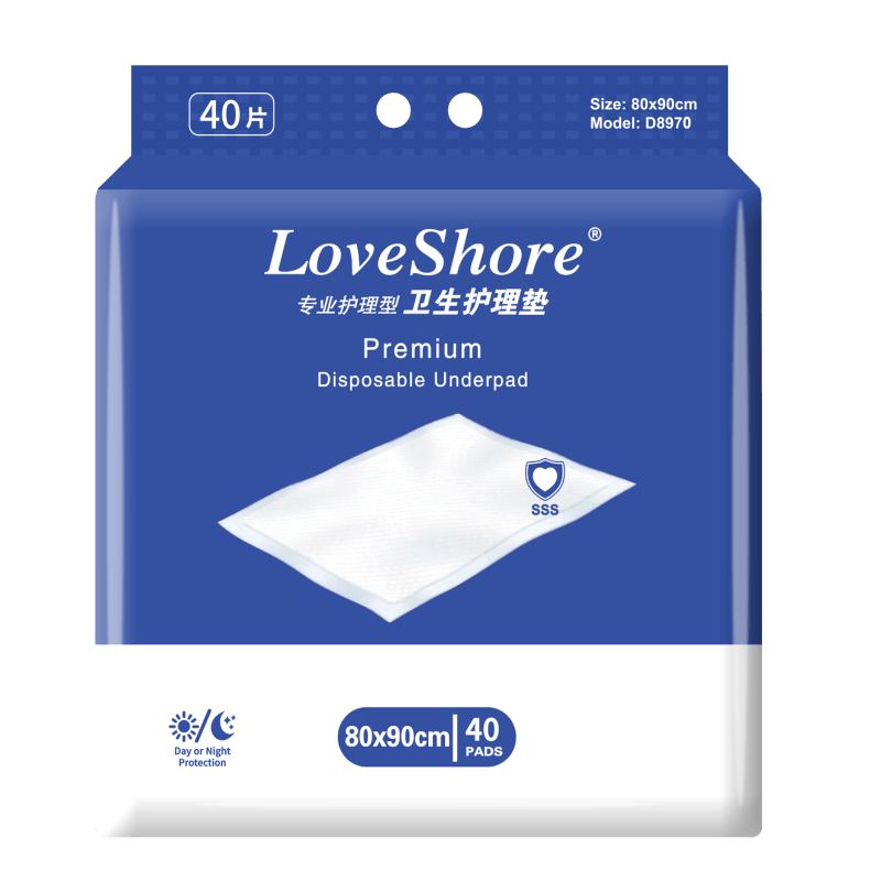 Love Shore Adult Care Pads Disposable Incontinence Pads for Elderly Large Size 40pcs 80x90cm