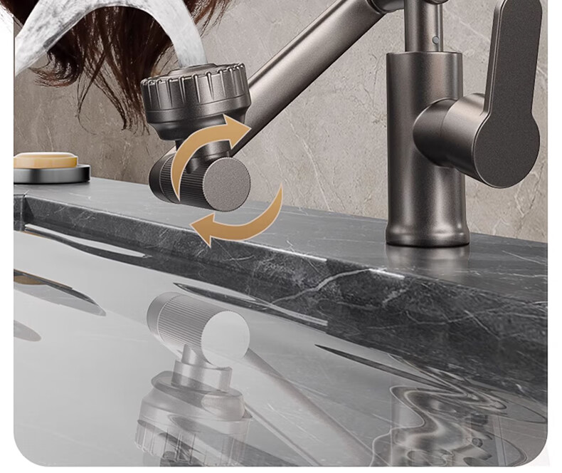 Zunchi Basin Faucet, Hot And Cold, 360-Degree Rotating Mechanical Arm, Lucky Cat, Washbasin, Sink, Bathroom Faucet 9