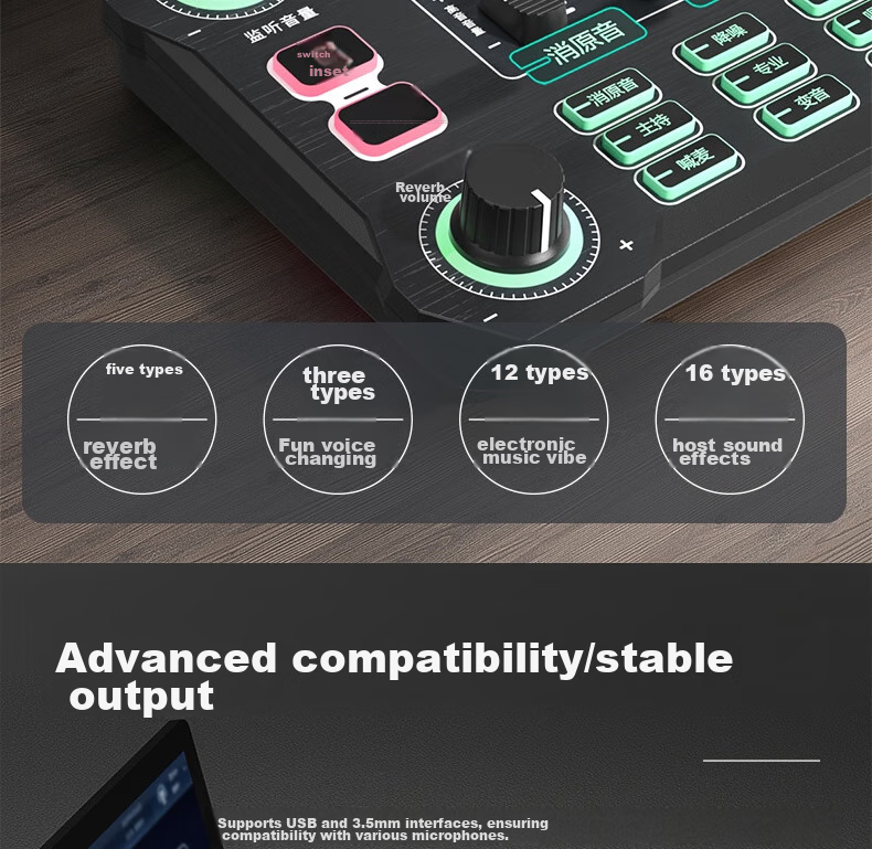 ISK UK500 Live Streaming Sound Card with Built-In 48V Power Supply, Compatible with Mobile Phones, Computers, Speakers, Internet Celebrities, Live Streaming, Douyin, Karaoke, And Recording Sound Cards, Plug And Play, Includes Universal OTG Cable 9