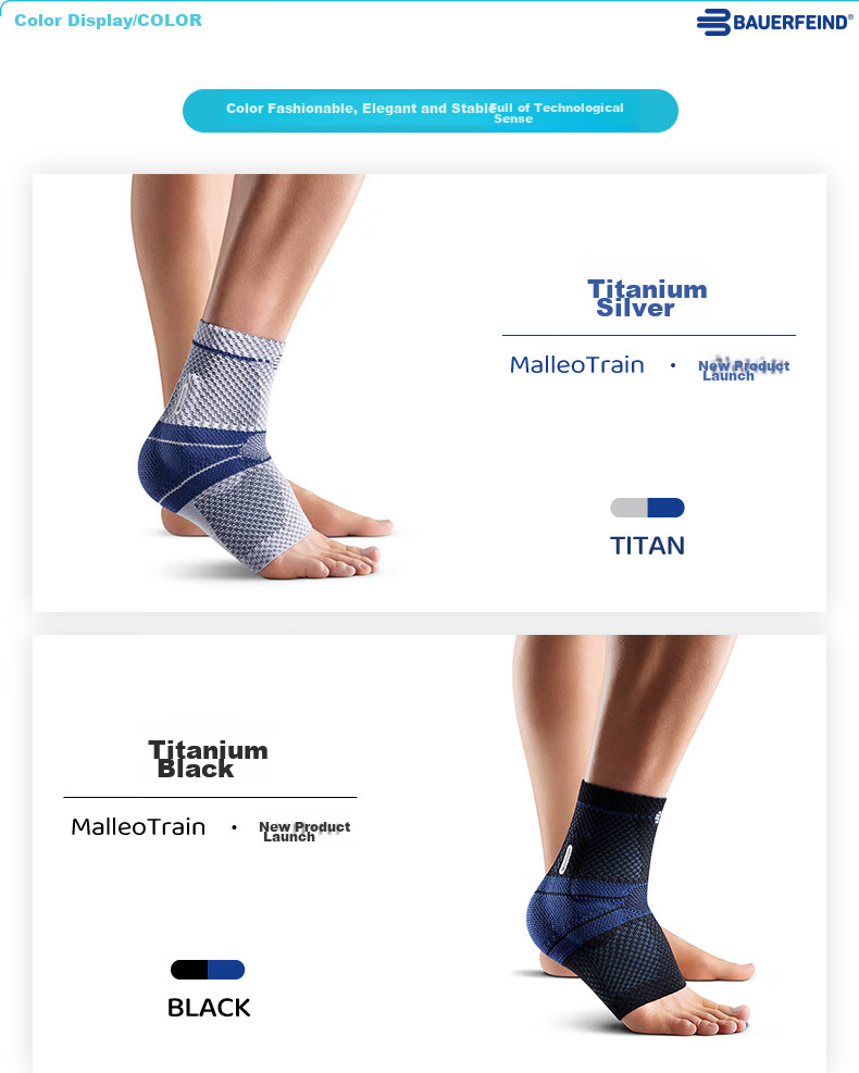 BAUERFEIND Ankle Brace, MalleoTrain, Titanium Gray, Left Foot, Size 2, Single Piece 10