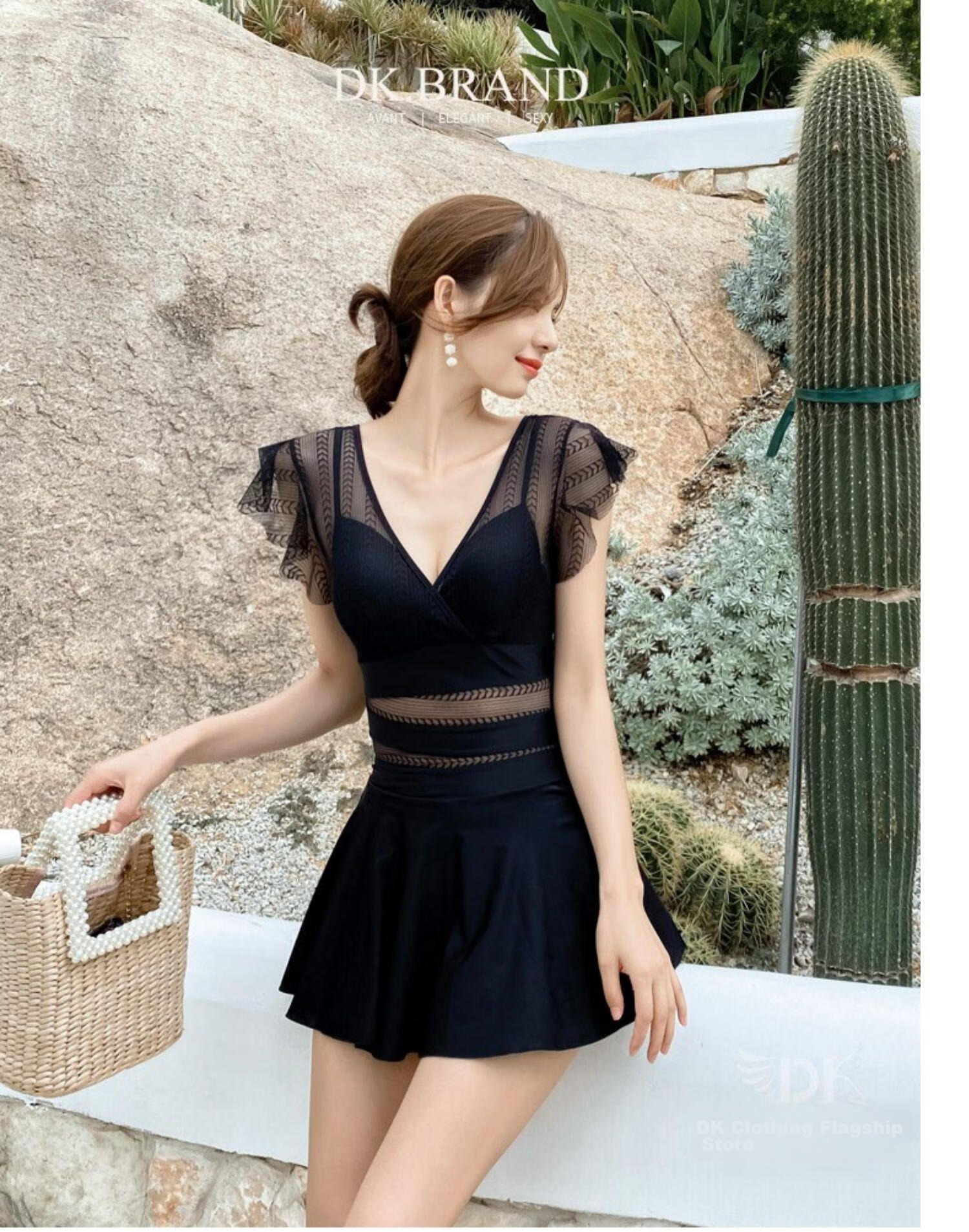 DK Swimsuit for Women, 2026 New Style, Sexy Push-Up, Conservative, Tummy-Concealing, Slimming, One-Piece Dress-Style Hot Spring, XL 3