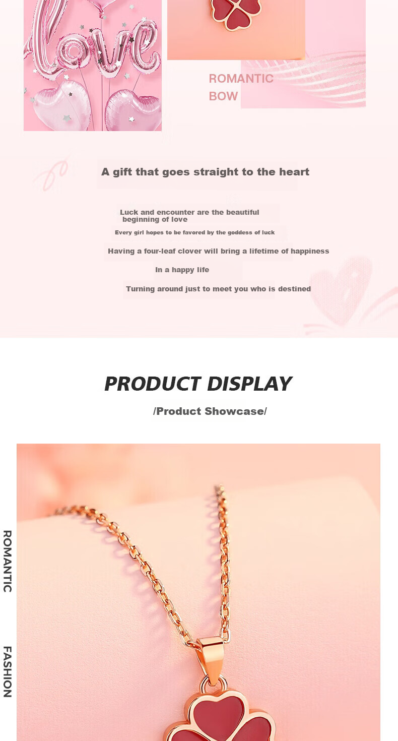 Grace Girl Four-Leaf Clover Necklace for Women, Simple And Elegant Rose Gold Collarbone Chain, Anniversary Birthday Gift for Girlfriend 11