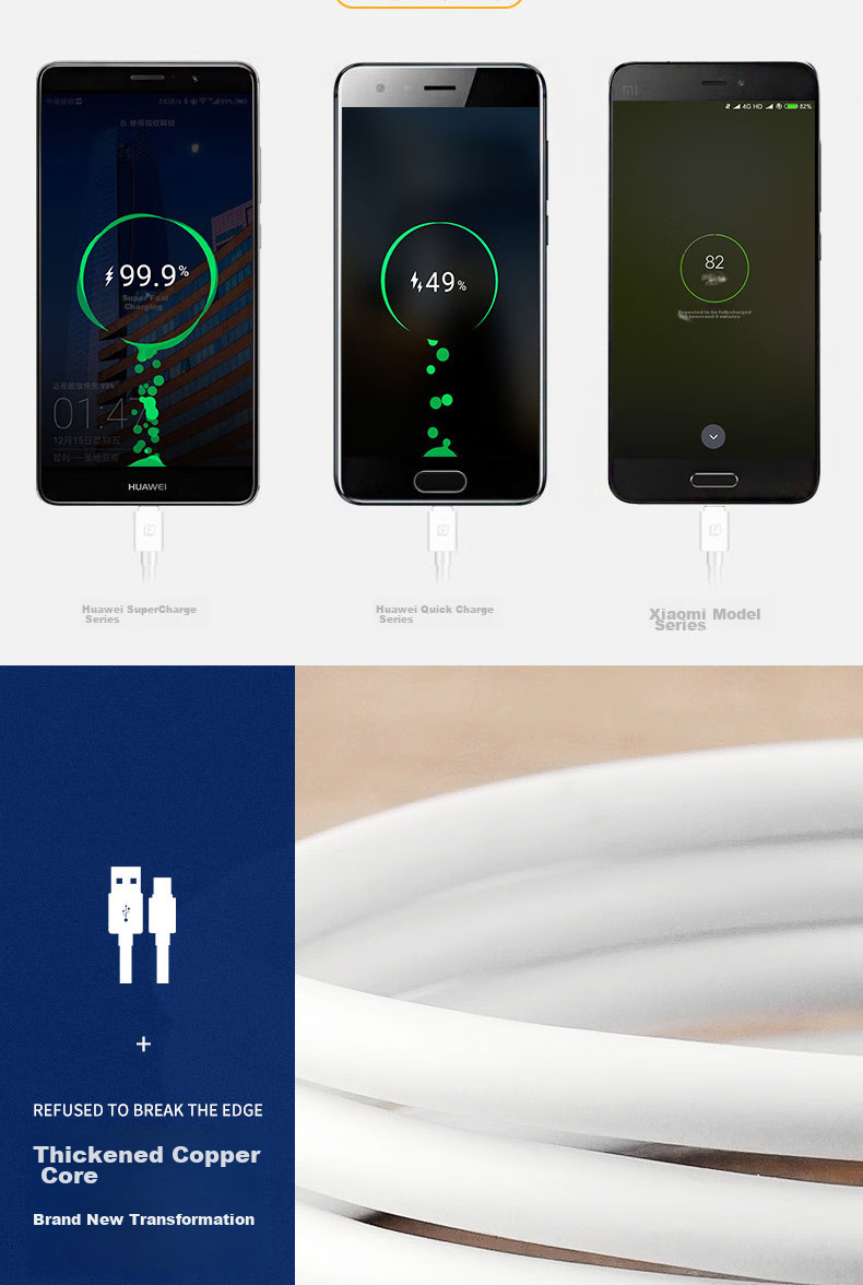 Trendsetter Compatible with Huawei Data Cable, Charging Cable, 5A Super Fast Charging for Mate70/60/50/P70/60/50/40, Honor Play8t/Play7t/X50/X40/X30/Pro 4