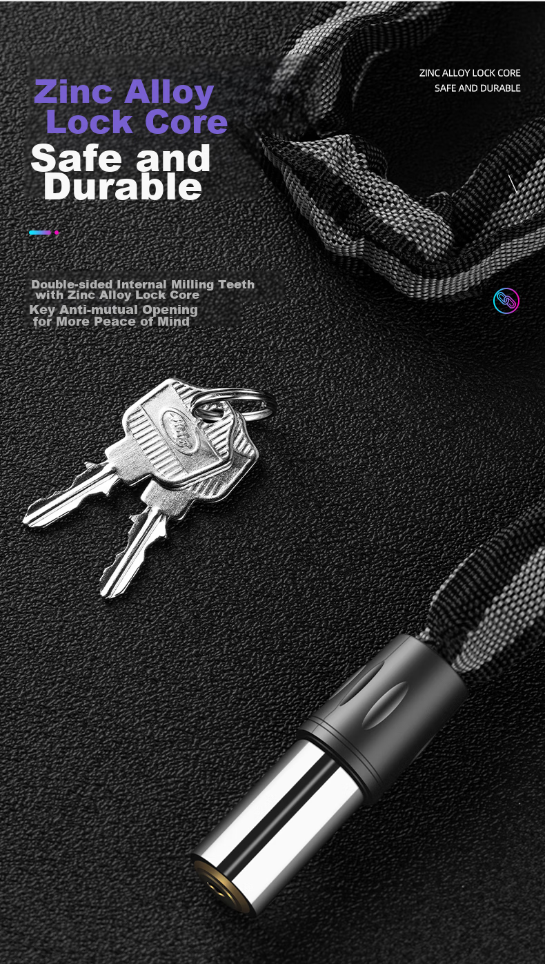 Move Iron Mountain Bike Chain Lock, Electric Bicycle Chain Lock, Bicycle Motorcycle Lock, Bicycle Lock, Anti-Theft Lock Accessory [0.6 Meters] 4