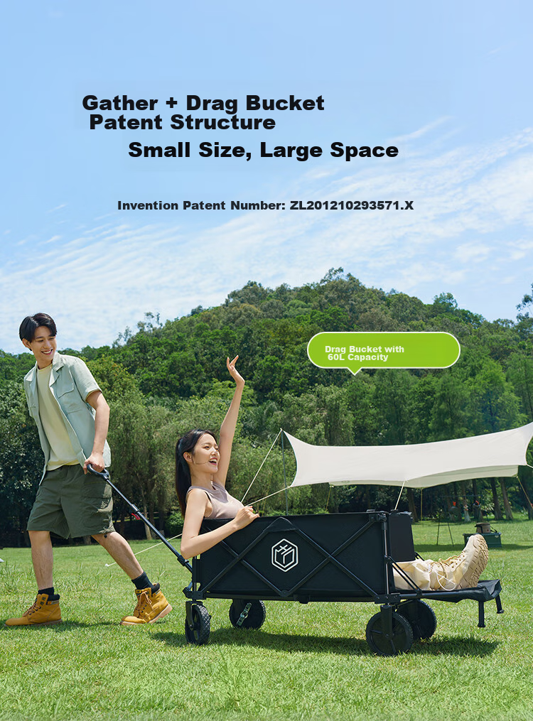 JD Original Compact Outdoor Camping Cart PRO Folding Small Cart, Campsite Trolley, Picnic And Market Stall Cart with Double Brakes And Rear Opening Door 4