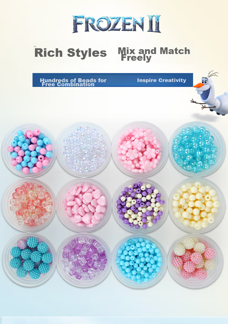 Disney Frozen Elsa Princess Dopamine Beaded Children's DIY Necklace Jewelry, Girls' Pretend Play Toy Gift 6