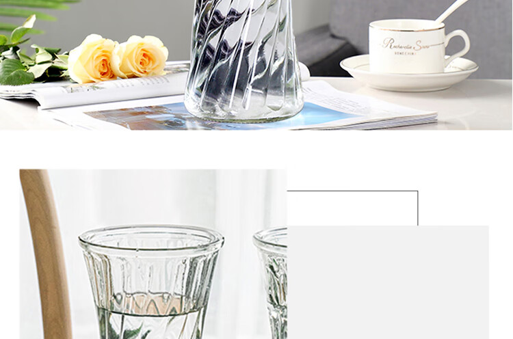 Jidukongjian Glass Vase, Living Room Decoration, Desktop Ornament, Hydroponic Flower Arrangement, Transparent Glass Vase, Diamond-Shaped, Lucky Bamboo 15