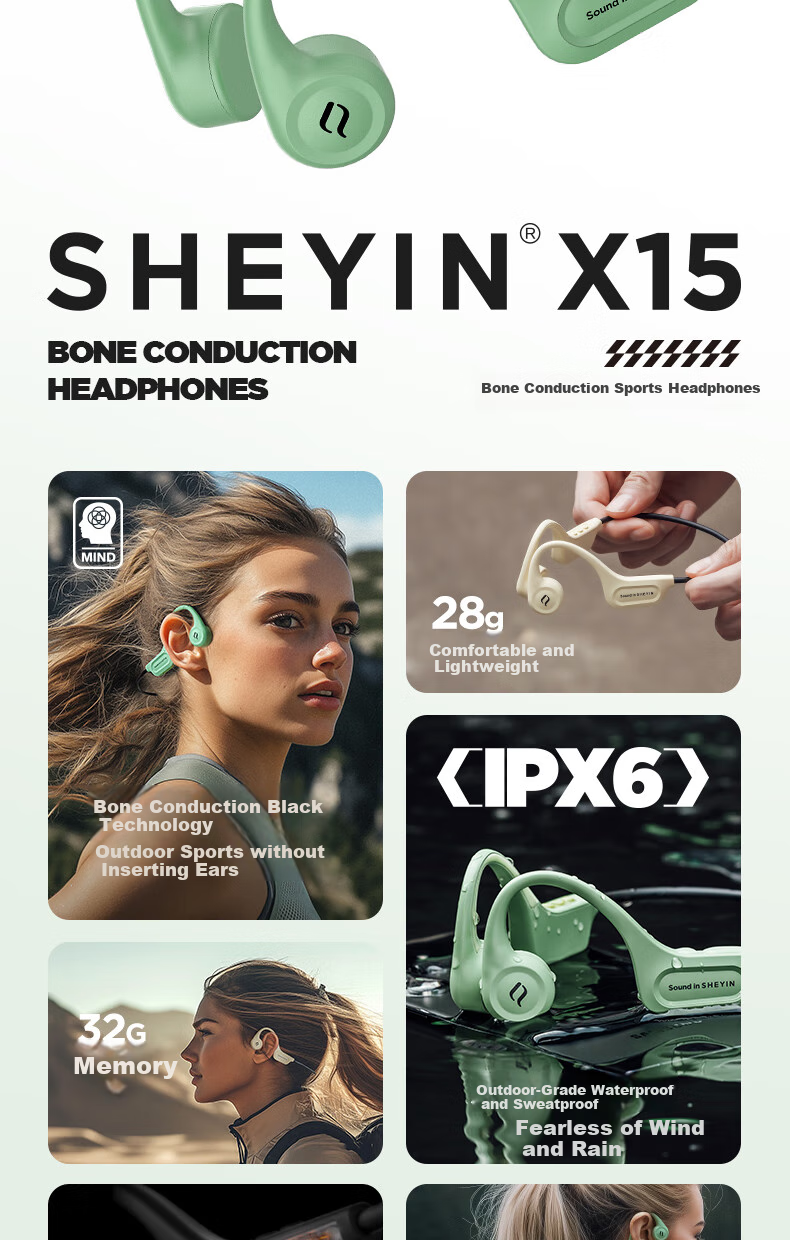 SHEYIN Berlin Voice [Bone Conduction] X13 Bone Conduction Bluetooth Headphones, Open-Style Wireless Outdoor Sports Running Fitness Cycling Specialized Non-In Cloud White Standard Versio 3