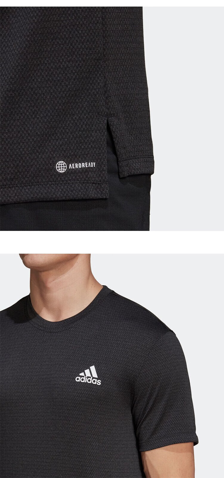 Adidas Men's Short Sleeve T-Shirt Fashion Trendy Outdoor Running Fitness Sports Crew Neck KU5311 Black S 4