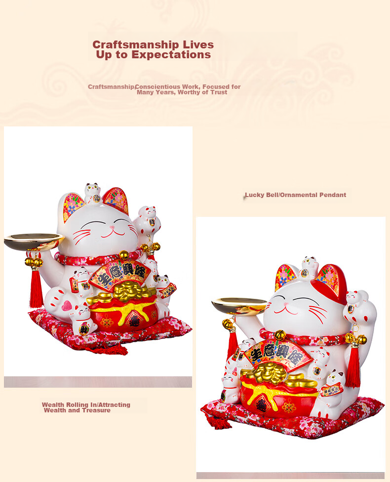 Youjialiangpin Prosperity Cat, Fortune-Attracting Ornament, Cashier Decoration, Housewarming Gift, 11-Inch Gift Box Set 8
