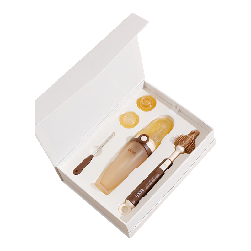 Barbie Elephant Baby Rice Porridge Spoon And Bottle, Silicone Large Capacity Squeeze Feeding Soft Spoon, Baby Food Set Gift Box, Coffee Color
