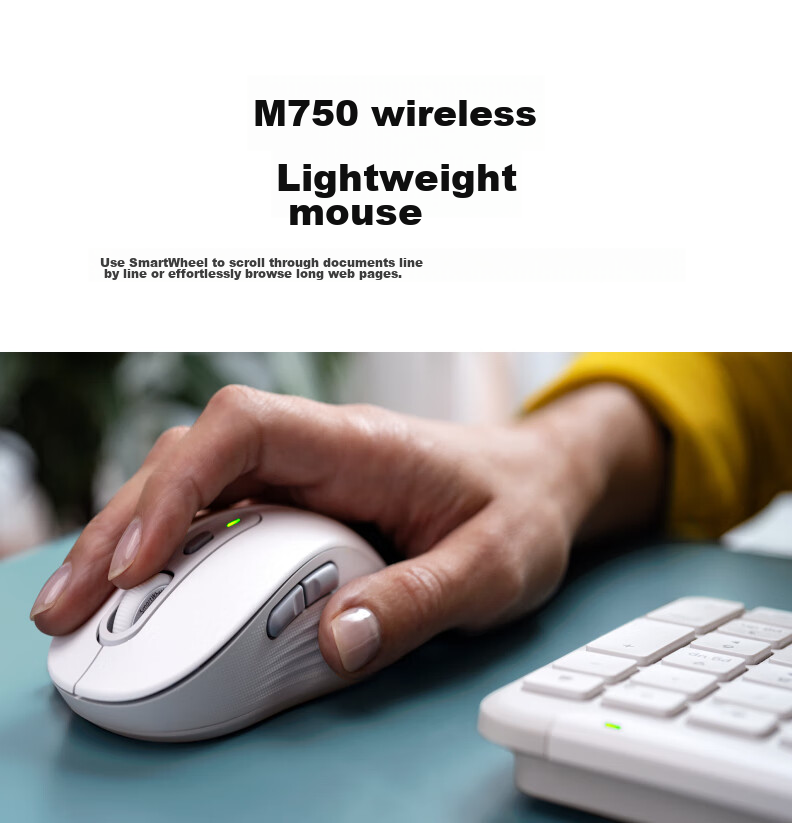 Logitech MK950 Bluetooth Keyboard And Mouse Combo, Premium Series, Office Keyboard And Mouse Set, Wireless Keyboard And Mouse Set, Portable Ultra-Thin Keyboard And Mouse Combo, White 5
