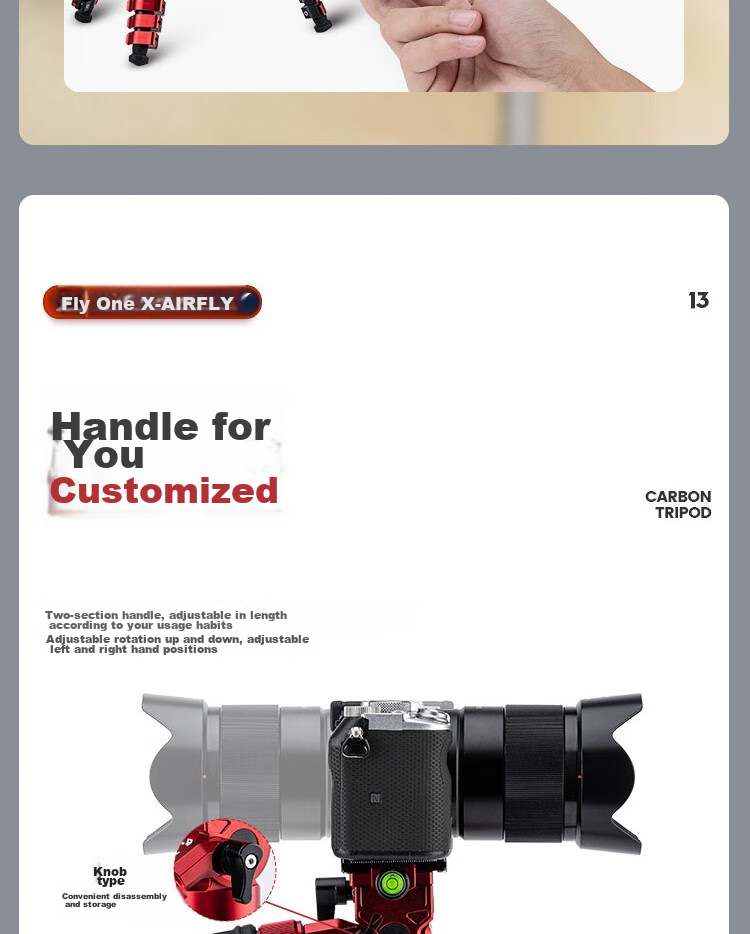 Fotopro X Joy Collaboration Edition, Flying One, Horizontal And Vertical Shooting Hydraulic Head, Carbon Fiber Camera Mirrorless Photography And Videography Tripod, Original Carbon Gray, Includes Phone Clamp 23