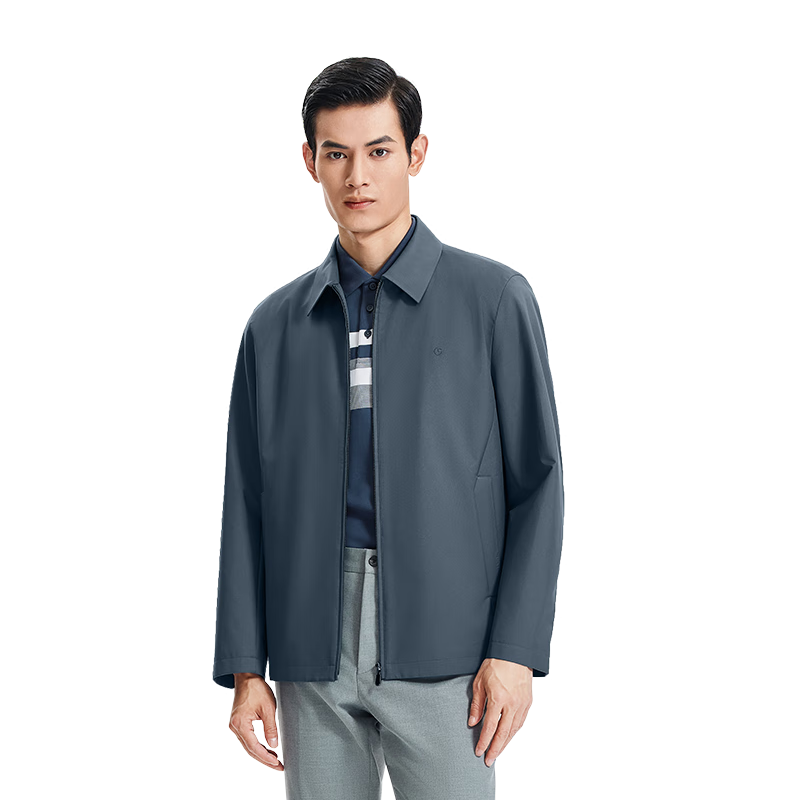Goldlion Qingyun Jacket Spring Summer Men's Three-Resistant Easy-Match Lapel Business Casual Coat Gray Blue M