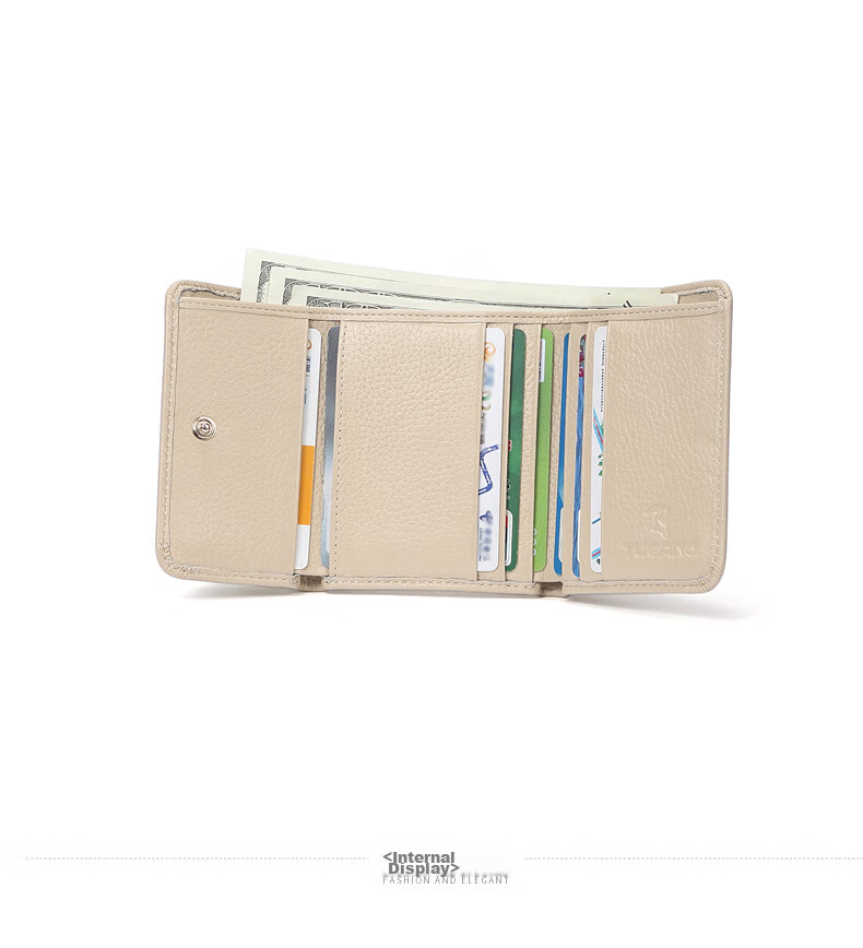 TUCANO Ladies' Wallet, Short Style, Two-Fold, Sweet And Elegant, Two-Layer Cowhide, Slim Purse, Practical, Birthday Gift for Wife on May 20 13