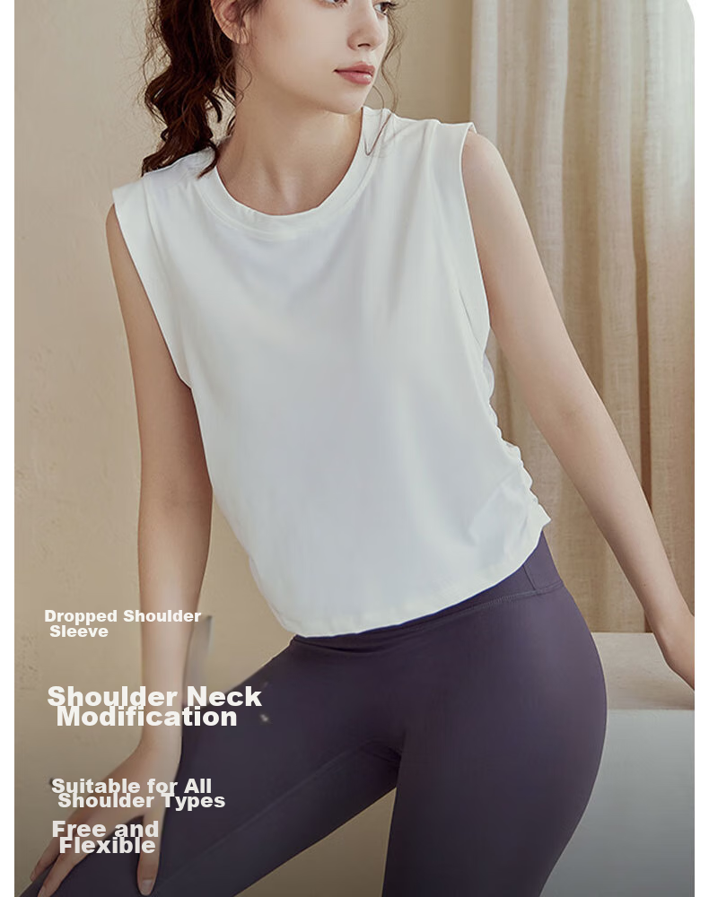 XUEXIMAN Yoga Wear for Women, Loose-Fitting Sports Tank Top, Summer Short Style, Sexy Cover-Up, Training Running Fitness Sleeveless Top Vest 5