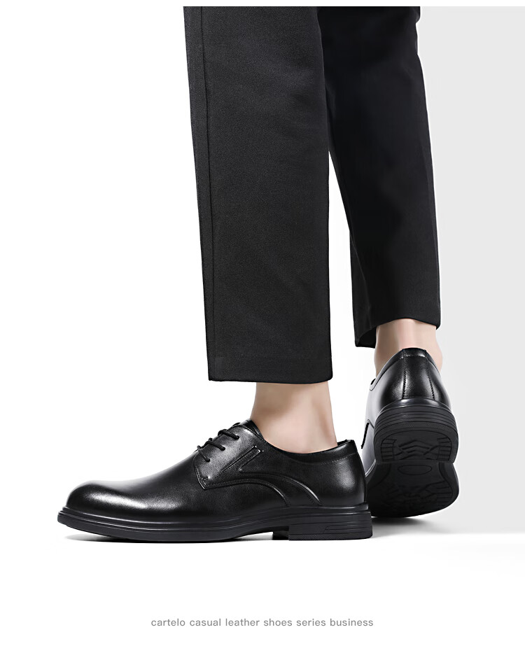 CARTELO Leather Shoes for Men, Business Formal Dress Shoes, Casual New Style Heightening Derby Shoes, Wedding Soft-Soled Breathable Groom's Shoes, British Style 13
