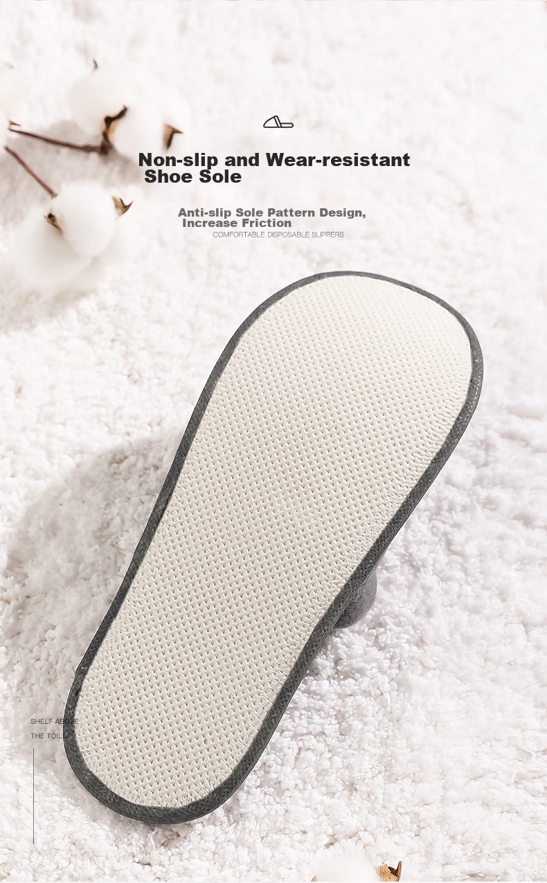 Etravel Disposable Slippers, Guest Slippers, 10 Pairs, Hotel Non-Slip Slippers, Thickened Travel Slippers, Fleece-Lined, 43 Gray 5