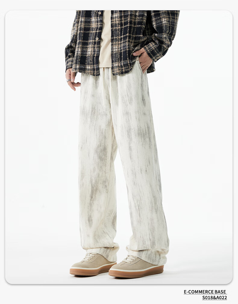 SWAMP AREA Casual Pants for Men And Women, Trendy Straight-Leg Loose-Fit American-Style Sweatpants K019 Beige 2XL 7