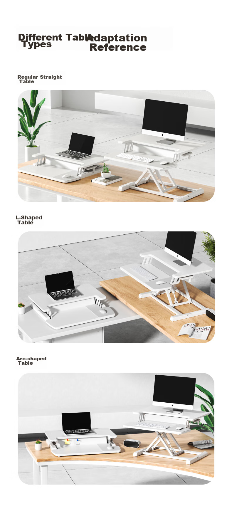 Brateck North Arc Height Adjustable Desk Computer Stand, Standing Desk Workstation with Adjustable Height, Standing Computer Lift Support D460 5