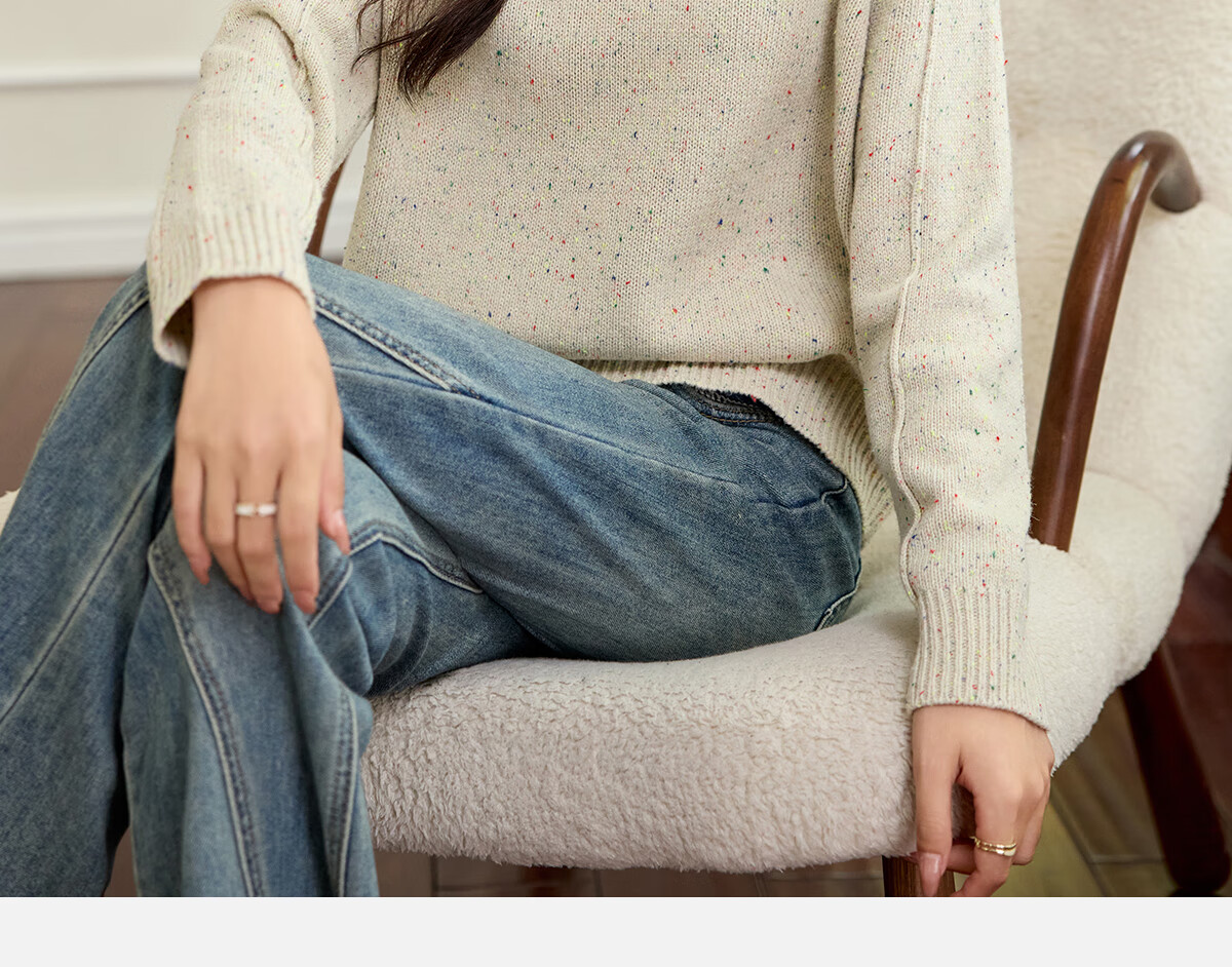 PinCai Women's Knitted Sweater Spring Autumn High-Quality Speckled Pullover Knitwear Base Layer P144Z9029 6