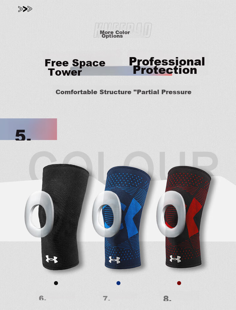 Under Armour Knee Pads for Sports, Basketball Running Specialized Equipment Patellar Support Protective Gear for Men And Women Single Piece Red S Size 1