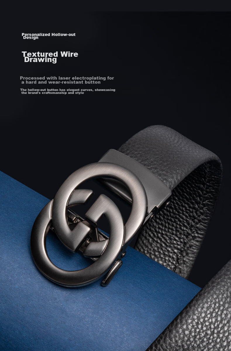 Aokang Men's Automatic Buckle Belt, Top-Grain Leather, Business Trouser Belt, Birthday Gift for Husband 4