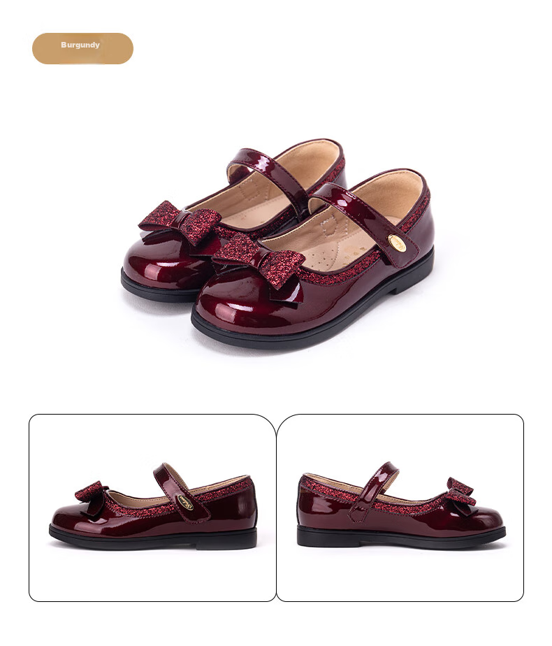 Follow Me Girls' Leather Shoes, Children's Princess Shoes, Patent Leather Soft Sole Performance Shoes, Children's Flats, Square-Toe Leather Shoes, Lotus Pink, Size 36 19