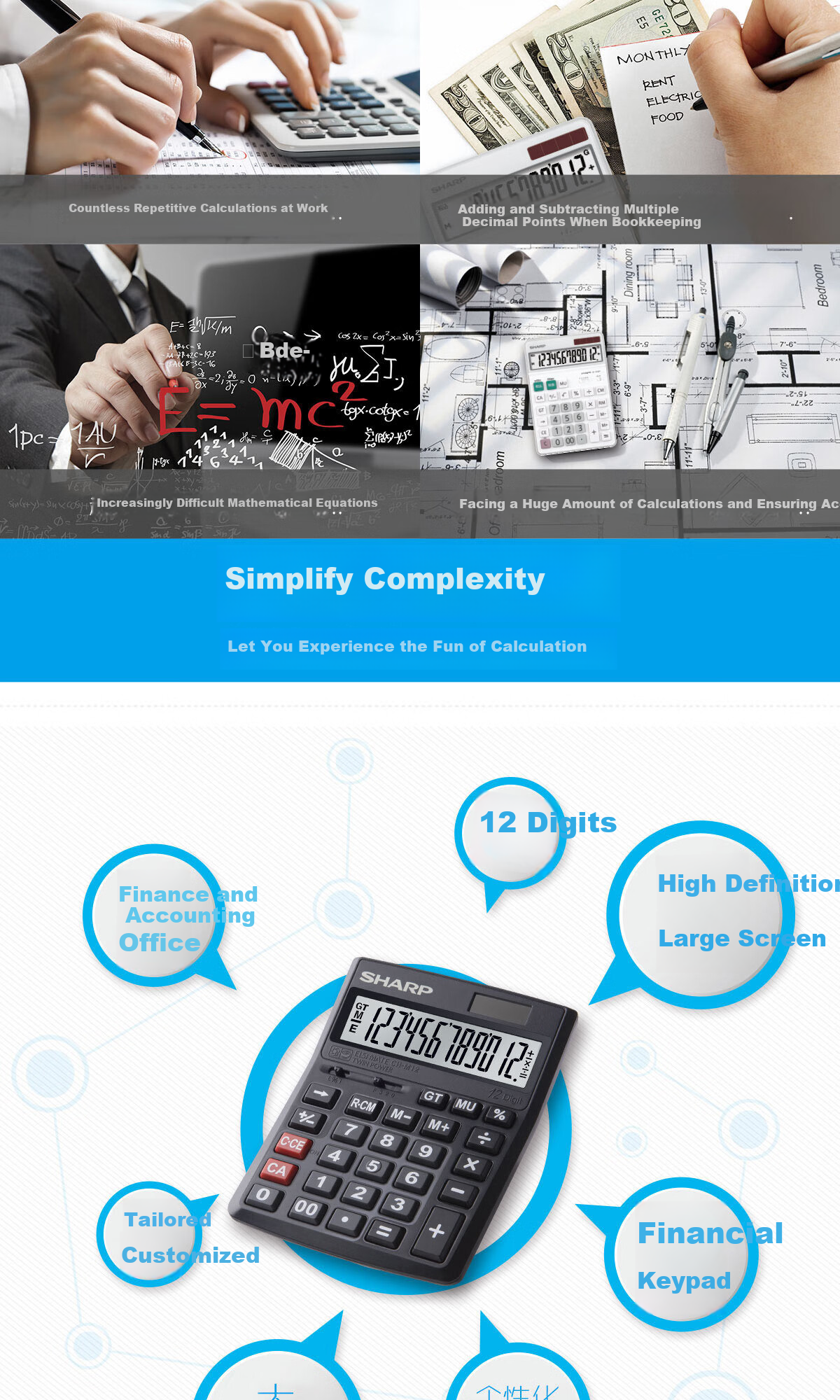 SHARP CH-M12 BK, 12-Digit Financial Office Business Calculator, Desktop Small Size Office Calculator, Suitable for Finance And Business Use 1