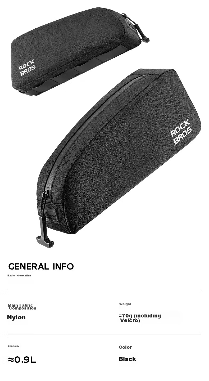 ROCKBROS Bicycle Handlebar Bag, Narrow Edge Bag for Road Bikes And Mountain Bikes, Front Bag for Cycling Equipment, Black 3