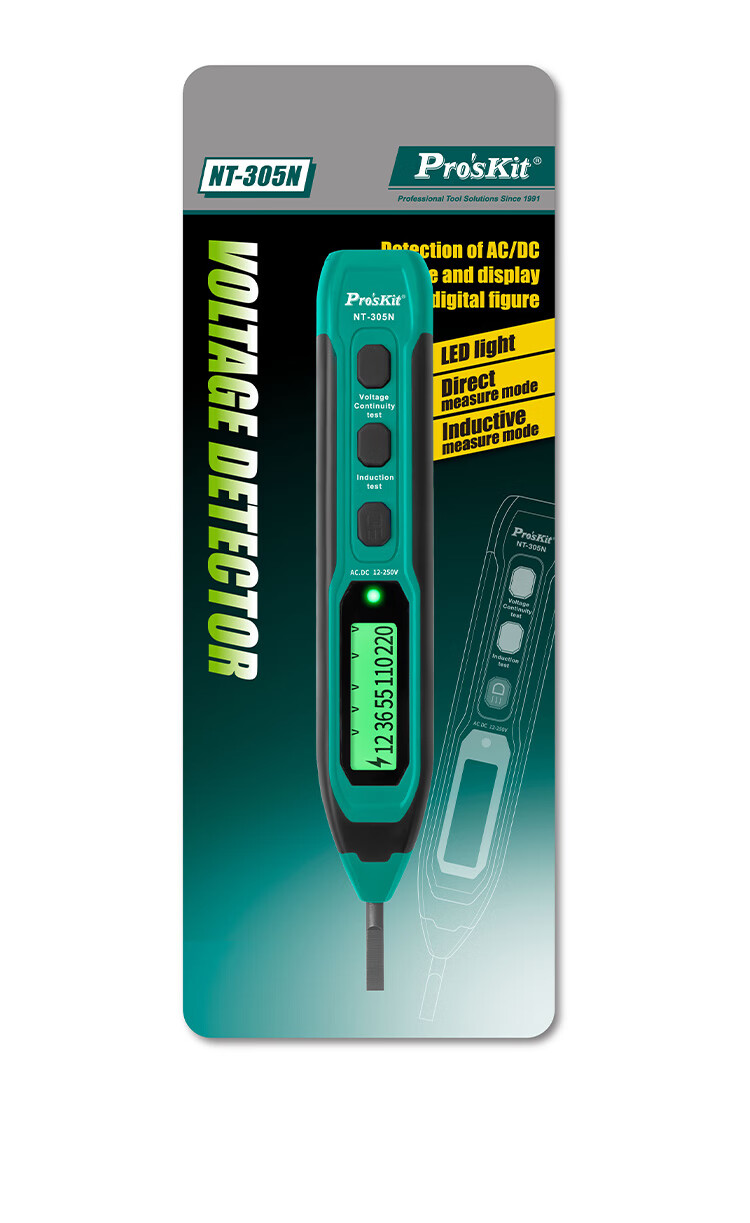 Pro'sKit NT-305N Digital Contact Voltage Tester Pen Live Neutral Wire Detector 10