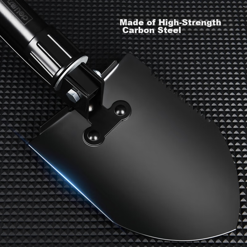 Deli Folding Military Shovel, Multi-Functional Outdoor Spade, Mini Car-Mounted Equipment, Fishing Iron Shovel, Manganese Steel
