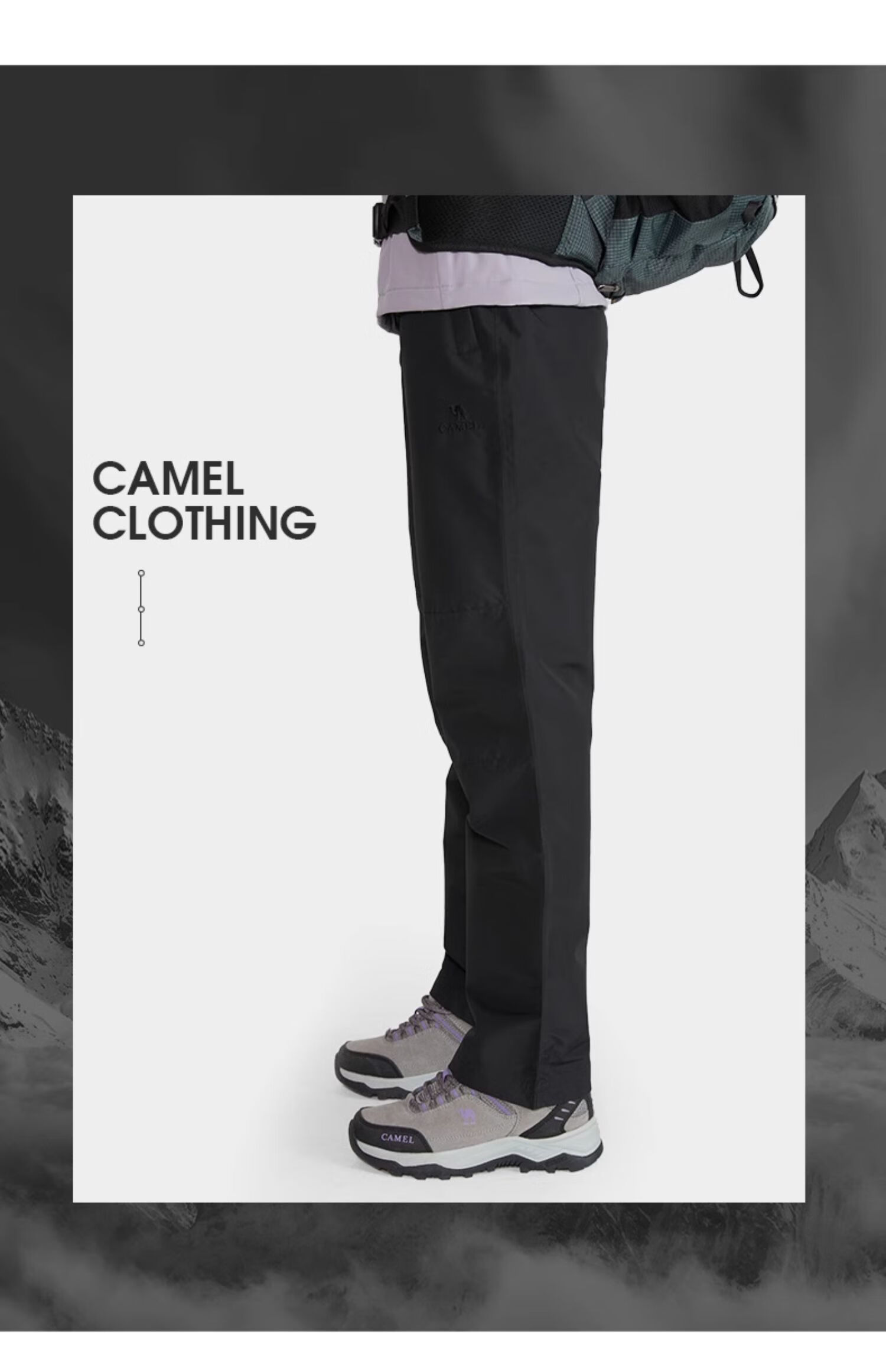 CAMEL Outdoor Waterproof Windproof Warm Hiking Pants for Women, A1W146120, Black, Size S 12