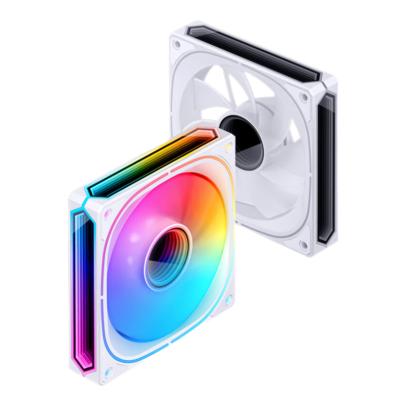 JONSBO FR-505WR Iridescent White Edition, 12CM Case Fan (Reverse Blade Design/3-Sided & Axial Fan with Layered Mirror Effect/5V ARGB/PWM Male And Female Connectors)