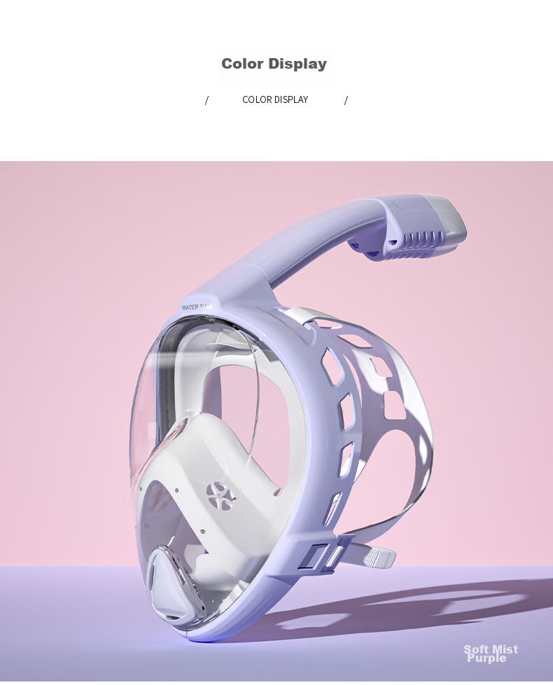 WATERTIME / Shuichuan Snorkeling Mask, Snorkeling Equipment Three-Piece Set, Diving Mask, Underwater Respirator, Soft Mist Purple, S 7
