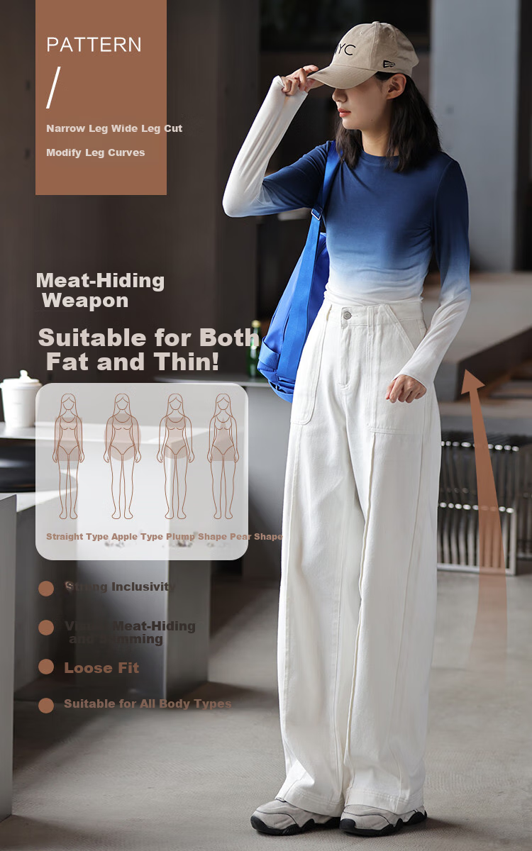 DME Straight-Leg Large Pocket Decorative Long Pants Thickened Autumn Winter Single-Button Fleece-Lined Straight Denim Jeans for Women 8