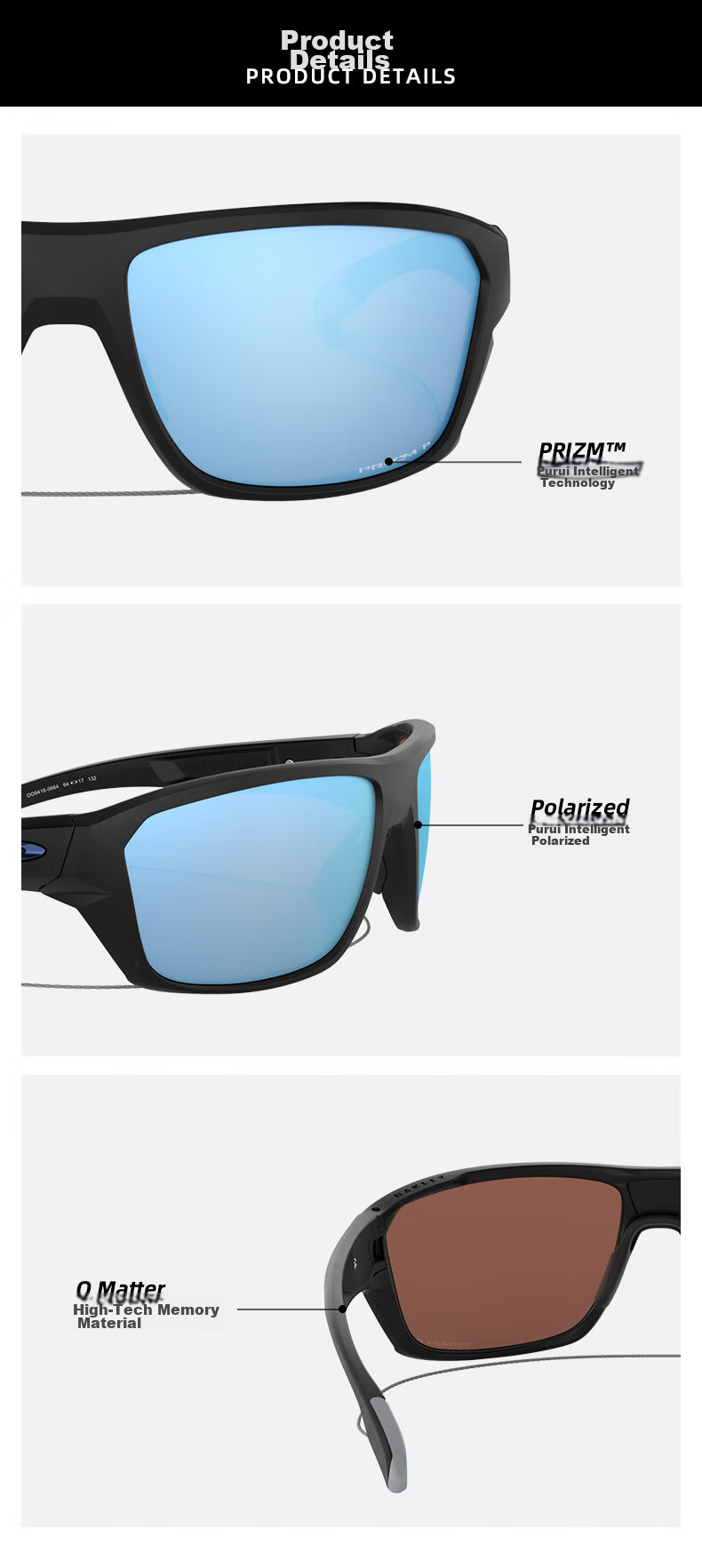 OAKLEY Running Sunglasses, Sports Sunglasses, Polarized Windproof Glasses, Cycling Goggles, SPLIT SHOT 0OO9416 3