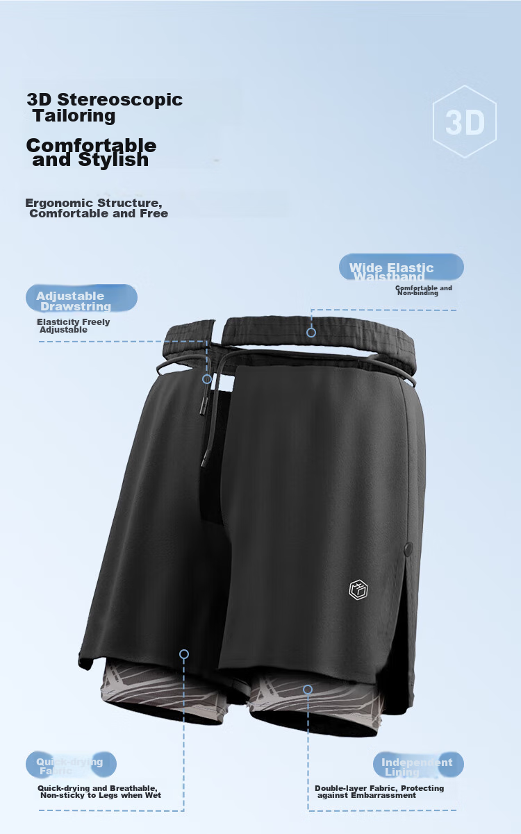 JD Original Men's Shorts, Beach Shorts, Quick-Drying, Suitable for Water Activities, Large Size Sports Pants, Summer Swimming, Anti-Embarrassment, Black, Size L 5