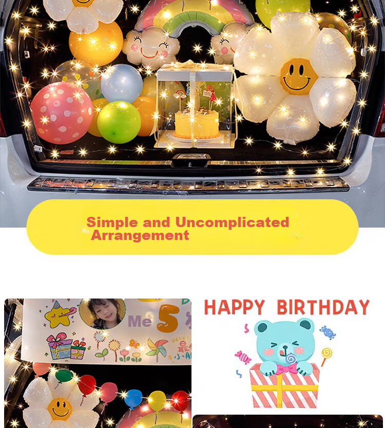 Gongxun Birthday Scene Decoration Trunk Surprise, Adult And Children's Balloons, Rainbow Trunk 2